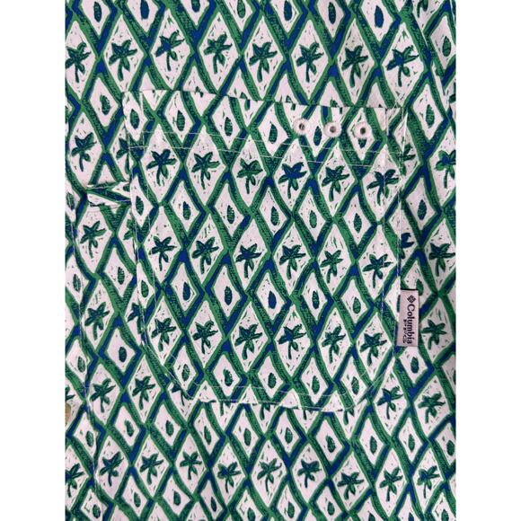 Columbia PFG Vacation Floral Palm Tree AOP Lightweight Shirt Green Blue Mens XL - Picture 7 of 8